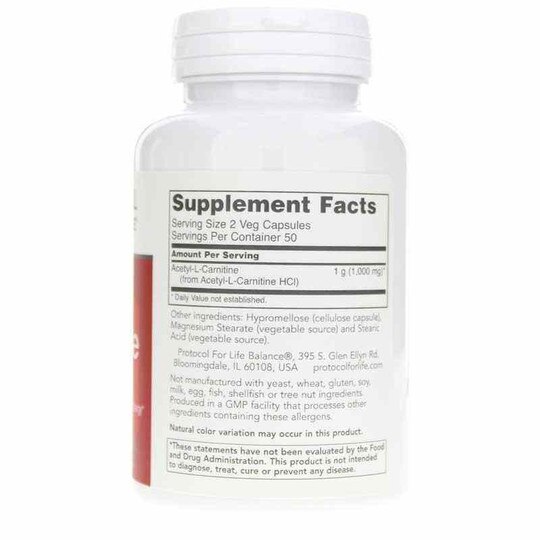 Acetyl-L-Carnitine 500 Mg, 100 Veg Capsules, PFLB