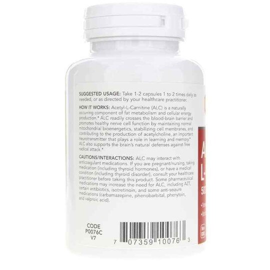 Acetyl-L-Carnitine 500 Mg, 100 Veg Capsules, PFLB
