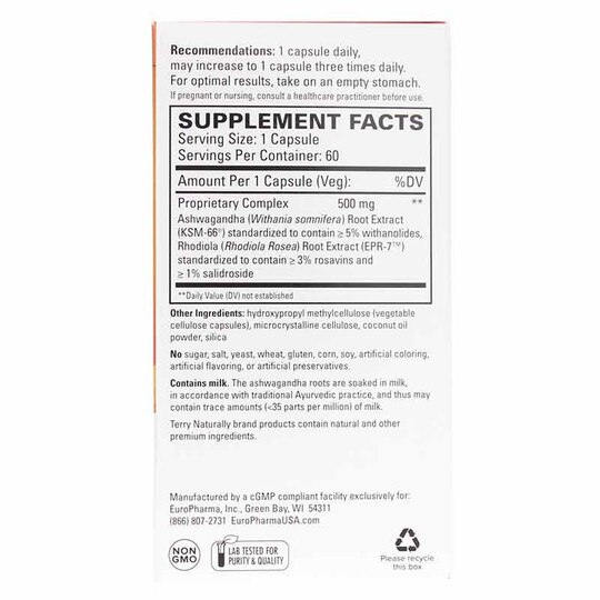 Adaptra Ashwagandha & Rhodiola, 60 Capsules, TNT
