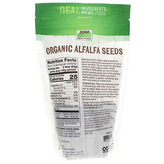 Alfalfa Seeds for Sprouting Organic, 12 Oz, NOW