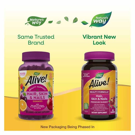 Alive Hair, Skin & Nails Gummies, 60 Gummies, NWA