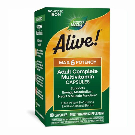 Alive Max6 Daily Multi-Vitamin No Iron Added, 90 Veg Ca, NWA