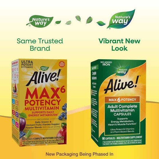 Alive Max6 Daily Multi-Vitamin No Iron Added, 90 Veg Ca, NWA