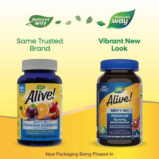 Alive Men's 50+ Gummy Vitamins, 75 Gummies, NWA