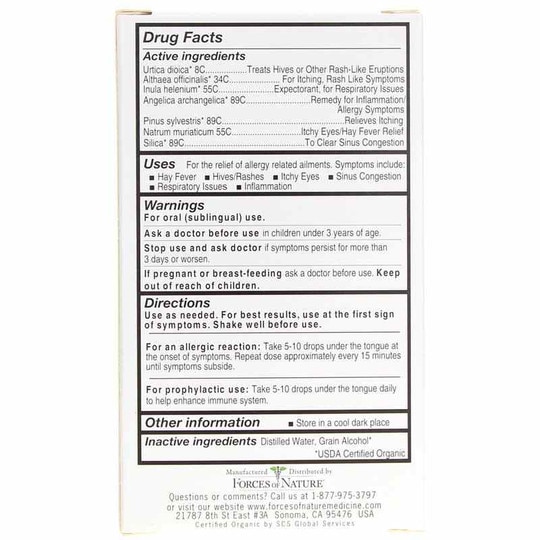 Allergy Organic Maximum Strength, .34 Oz, FON