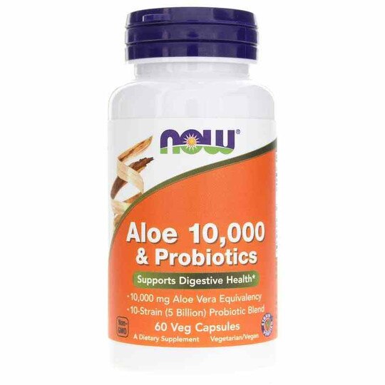 Aloe 10,000 & Probiotics, 60 Veg Capsules, NOW