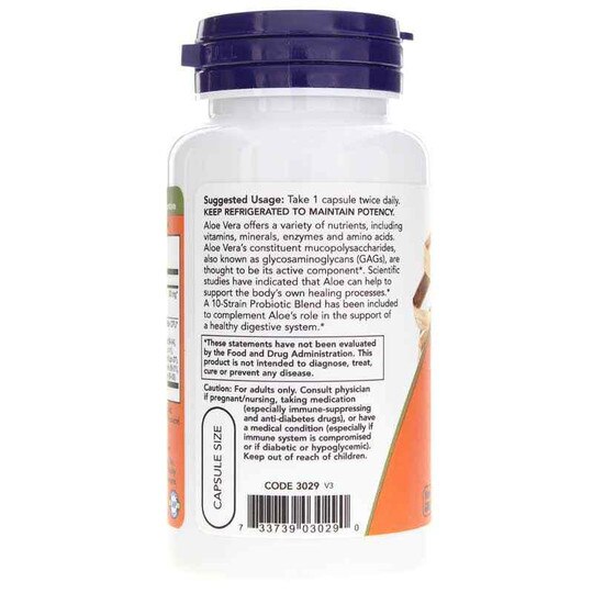 Aloe 10,000 & Probiotics, 60 Veg Capsules, NOW
