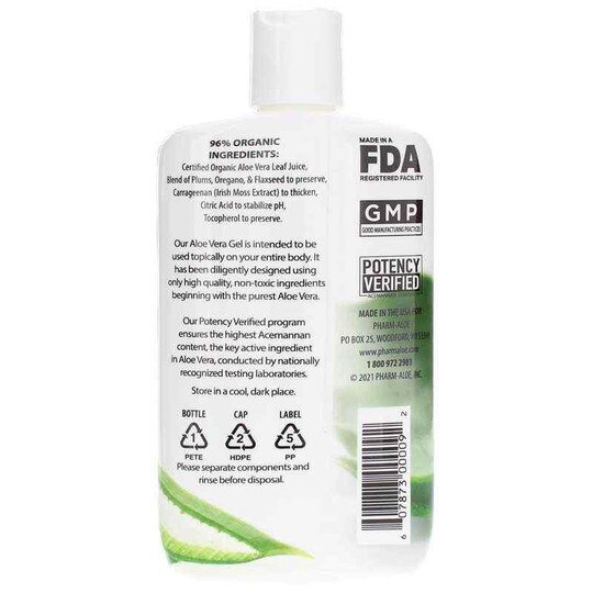 Aloe Vera Gel, 8 Oz, PHA