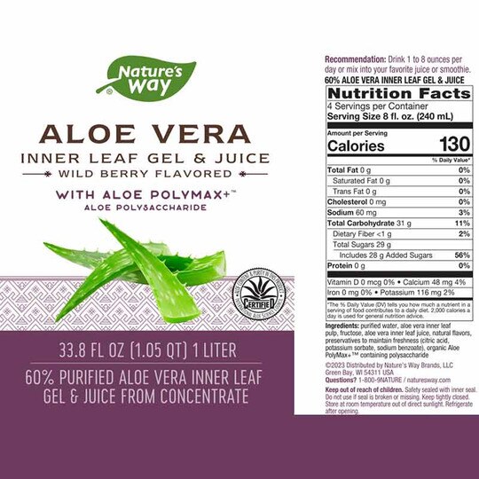 Aloe Vera Inner Leaf Gel & Juice Wild Berry, 33.8 Oz, NWA