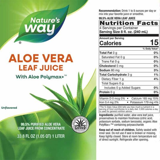 Aloe Vera Leaf Juice, 33.8 Oz, NWA