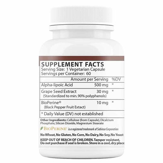 Alpha Lipoic Acid + 500 Mg, 60 Veg Capsules, VNC