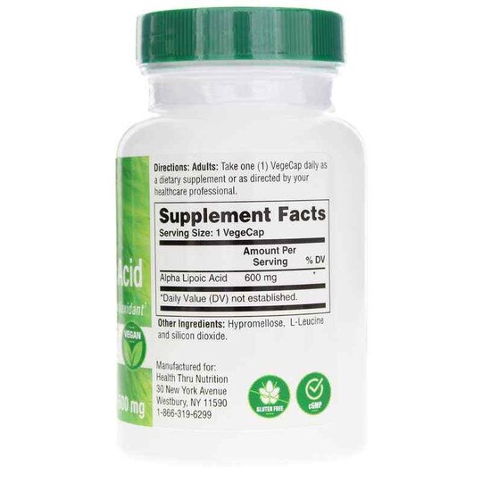Alpha Lipoic Acid 600 Mg, 60 Veg Capsules, HTN