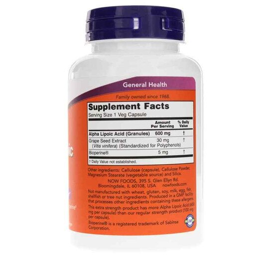 Alpha Lipoic Acid 600 Mg, 120 Veg Capsules, NOW