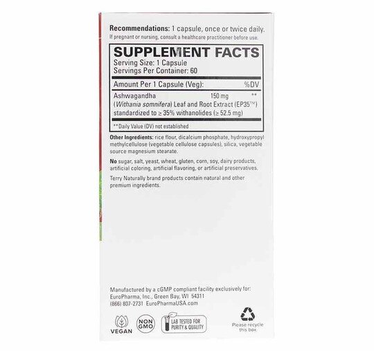 Ashwagandha EP35 Extra Strength, 60 Capsules, TNT
