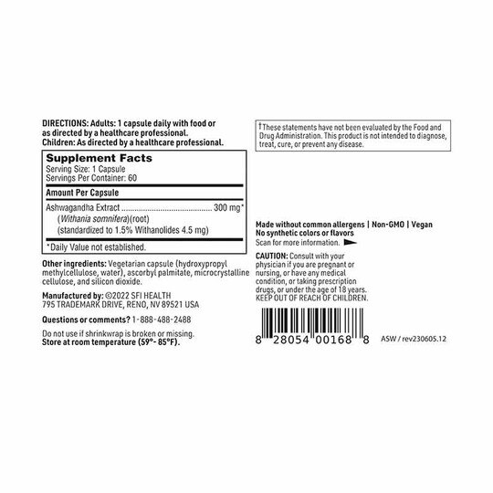 Ashwagandha Extract, 60 Capsules, KL