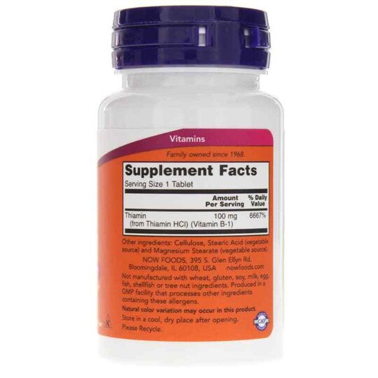 B-1 100 Mg, 100 Tablets, NOW