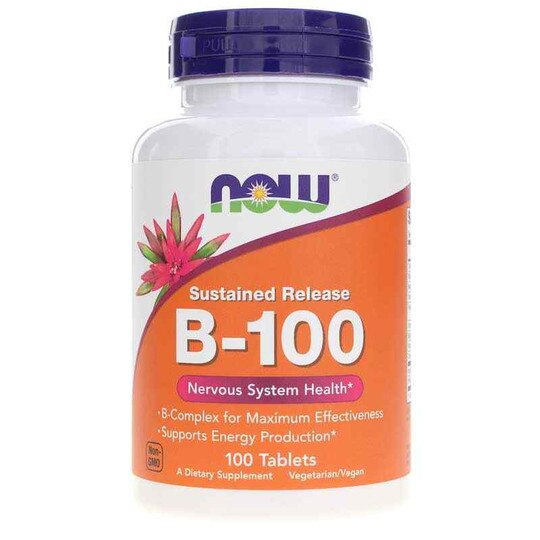 B-100 Sustained Release, 100 Tablets, NOW
