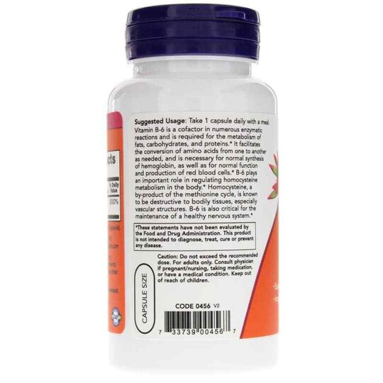 B-6 100 Mg, 100 Capsules, NOW