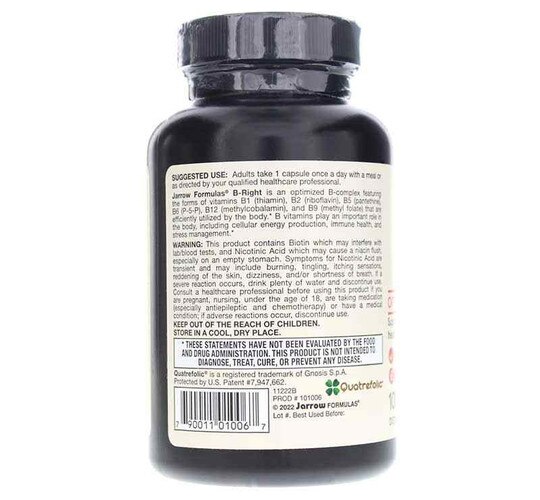 B-Right Optimized B-Complex, 100 Veg Capsules, JRF