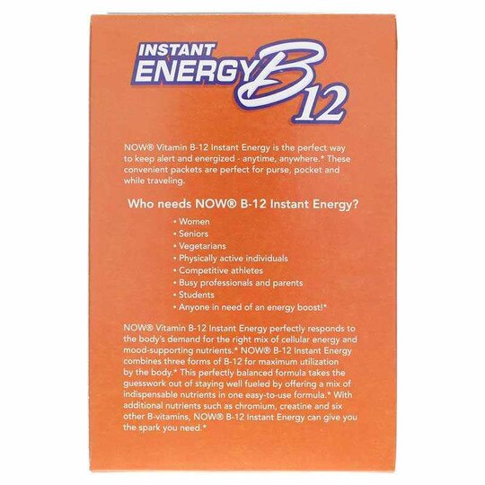 B12 Instant Energy, 75 Packets, NOW