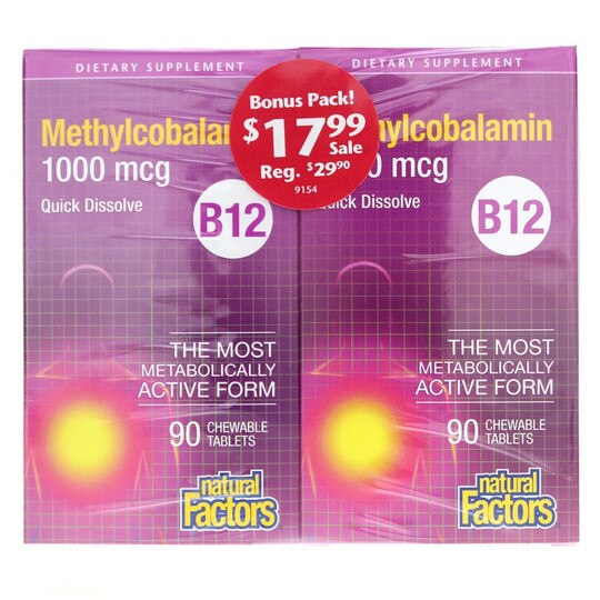 B12 Methylcobalamin 1000 Mcg Bonus Pack, 90 Chewable Tab, NF