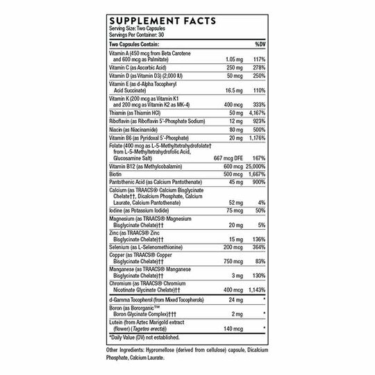 Basic Nutrients 2/Day non NSF CERTIFIED, 60 Veg Capsules, THR