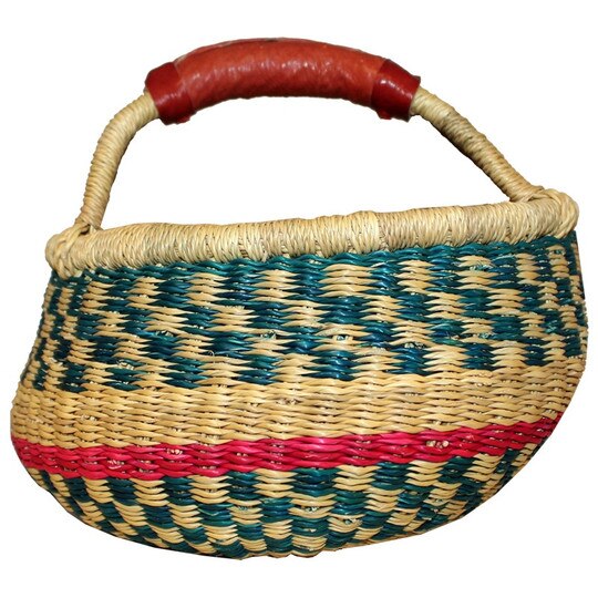 Basket Mini Market African Handwoven Grass 1 Handle, Alaffia