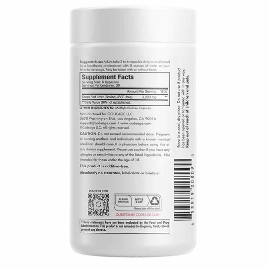 Beef Liver, 180 Capsules, CDE