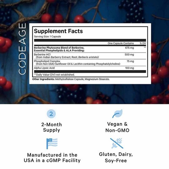 Berberine Phytosome+, 60 Capsules, CDE