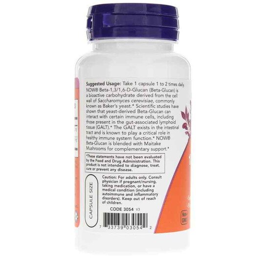 Beta - 1,3/1,6-D-Glucan 100 Mg, 90 Veg Capsules, NOW