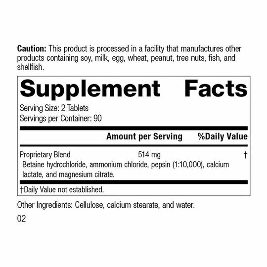 Betaine Hydrochloride, 180 Tablets, SP