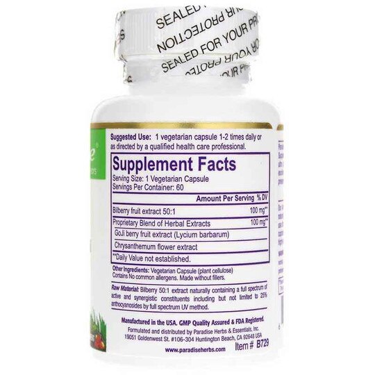 Bilberry +, 60 Veg Capsules, PHE