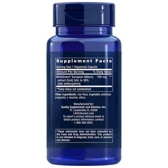 Bilberry Standardized Extract 100 Mg, 90 Veg Capsules, LFE