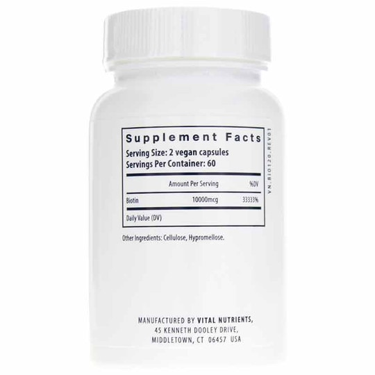 Biotin 10 Mg, 120 Veg Capsules, VTN