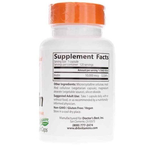 Biotin 10000 Mcg, 120 Veg Capsules, DRB