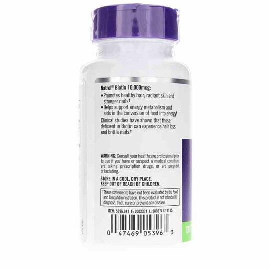 Biotin 10000 Mcg Maximum Strength, 100 Tablets, NTR
