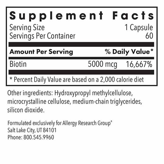 Biotin 5000, 60 Veg Capsules, ARG