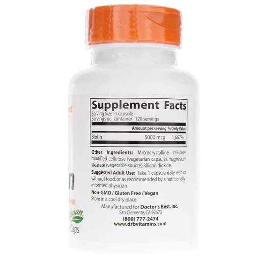 Biotin 5000 Mcg, 120 Veg Capsules, DRB
