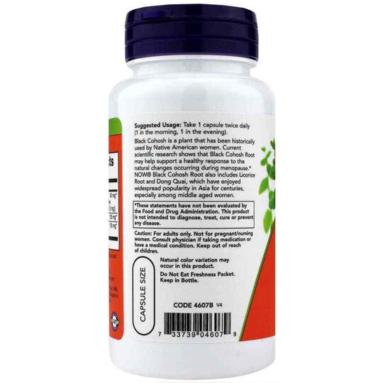 Black Cohosh Root 80 Mg, 90 Veg Capsules, NOW