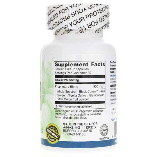Black Seed with Bitter Melon GlyMordica, 60 Veg Capsules, AZH