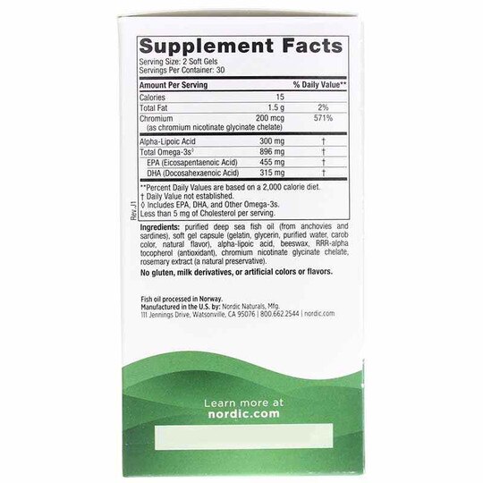 Blood Sugar Support Omega Blend, 60 Softgels, NRN