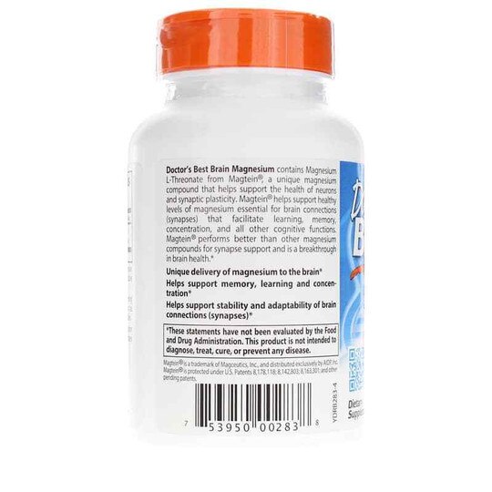 Brain Magnesium with Magtein 50 Mg, 90 Veg Capsules, DRB