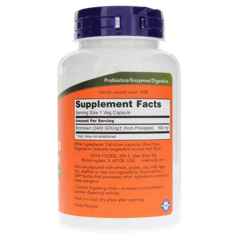 Bromelain 2400 GDU/G by NOW is a natural bromelain supplement for