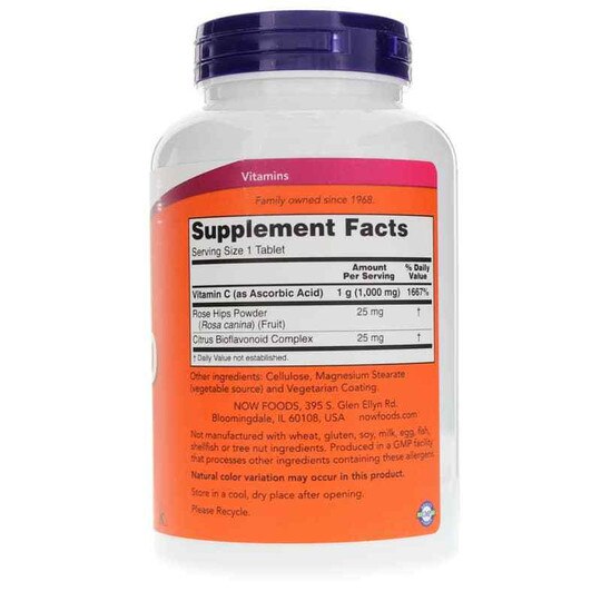 C-1000 with Rose Hips & Bioflavonoids, 250 Tablets, NOW