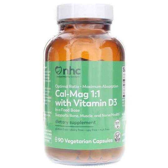 Cal-Mag 1:1 with Vitamin D3, 90 Veg Capsules, NHC