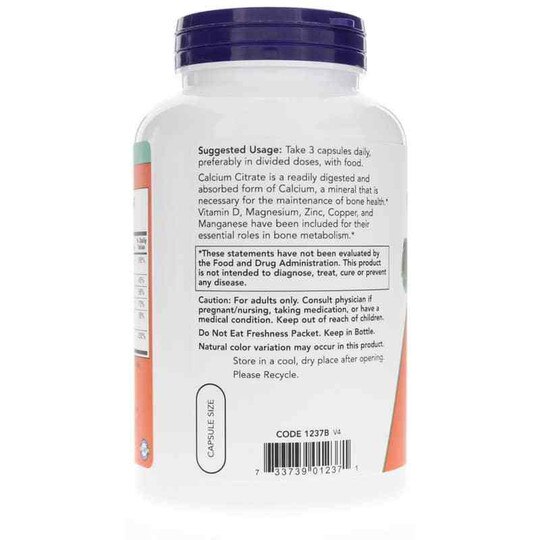 Calcium Citrate Caps, 240 Veg Capsules, NOW