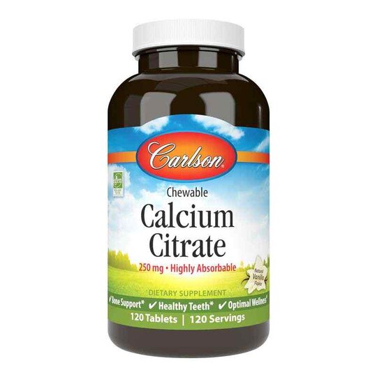 Calcium Citrate Chewable 250 Mg, 120 Tablets, CL