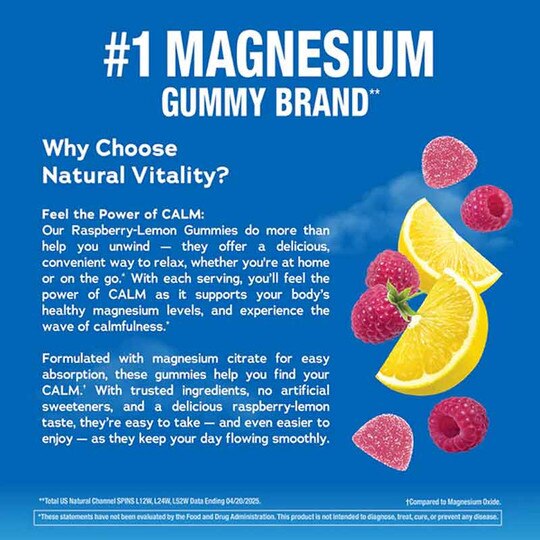 Calm Gummies Raspberry-Lemon, 120 Gummies, NV