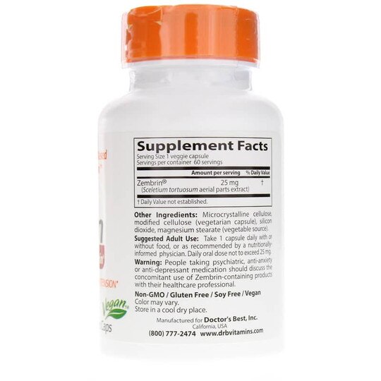 Calm with Zembrin 25 Mg, 60 Veg Capsules, DRB