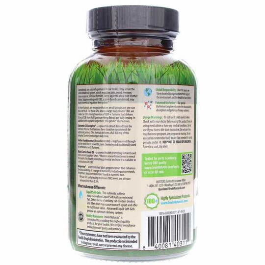 CBD + Turmeric Extra Strength, 60 Liquid Softgels, IRN